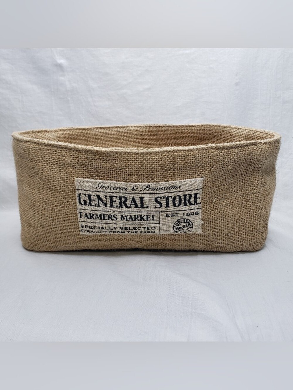 Farmer's Market General Store Burlap Bin 11 x 6 x 5 Inches